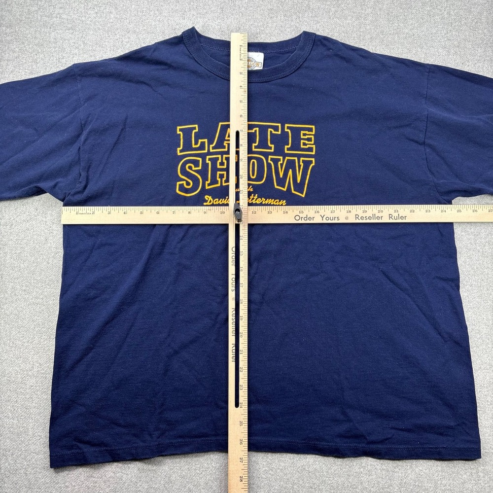 Vintage 90s Late Show with David Letterman T Shirt Mens XL Blue Wide Boxy USA - Picture 4 of 8
